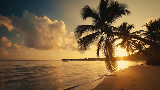 4K Sakin Okyanus Dalgaları – Tropikal Plaj Gün Doğumu