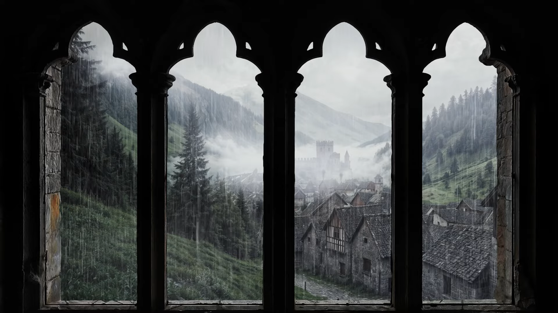 4K Ortaçağ Şatosu Penceresinden